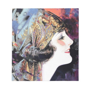 Art Deco Woman in Scarf Notepad