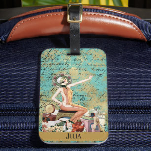 Art Deco Woman Personalised Luggage Tag