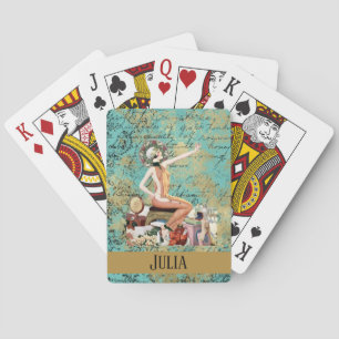 Art Deco Woman Personalised Playing Cards