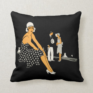 Art Deco Woman Shoes Polka Dot Black Cushion