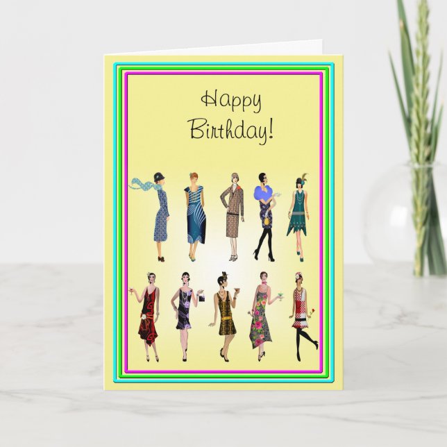 Art Deco Women High Fashion Happy Birthday Card (Front)