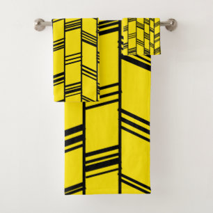 Art Deco Yellow Bath Towel Set