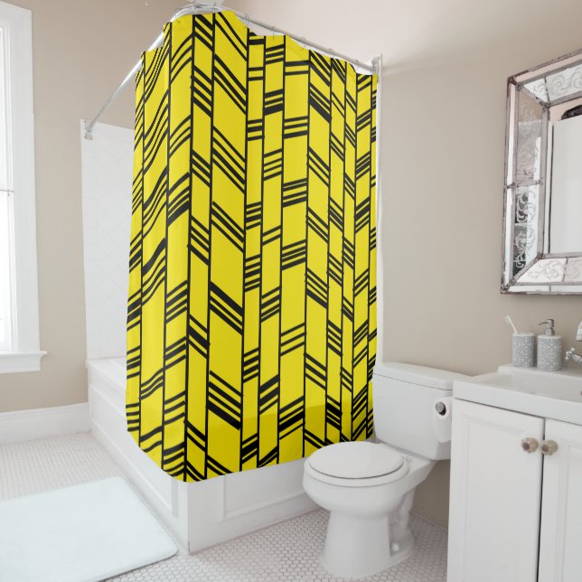 Art Deco Yellow Shower Curtain (In Situ)