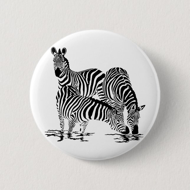 Art Deco  Zebra 6 Cm Round Badge (Front)