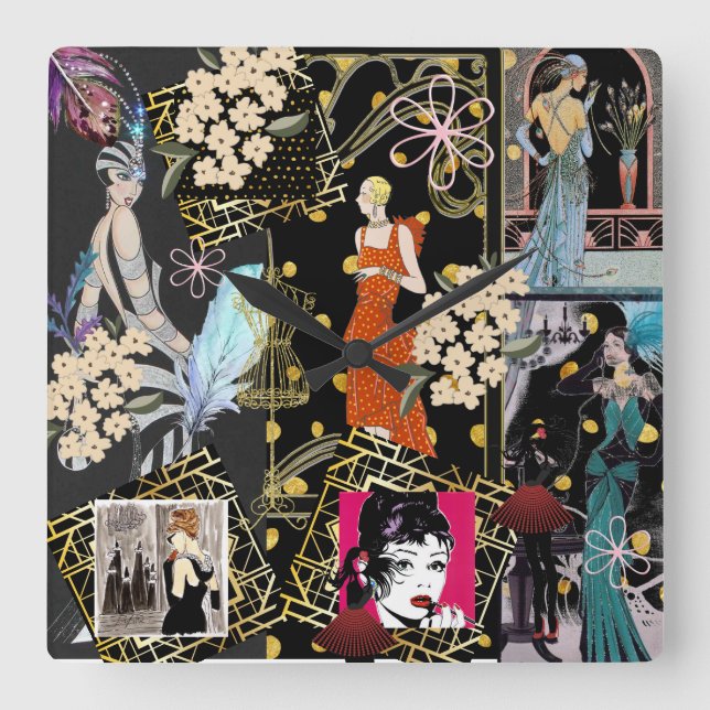 Art Decor Fashion Show Scene  Square Wall Clock (Front)