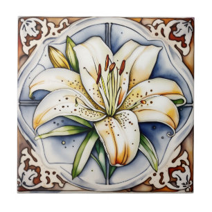 art decor lily antique ornate ceramic tiles
