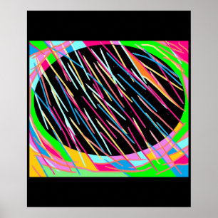 Art decor poster black with flashing colours