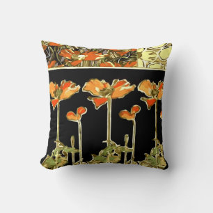 Art decoratifs (orange flower) Throw Pillow