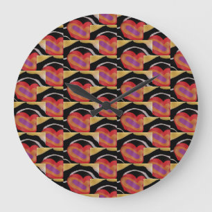 Art design in black mustard and red sand large clock