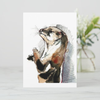 Art Drawing Otter | Cute Otter Gifts Holiday Card