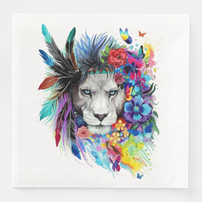 Art drawing poster painting the lion napkin (Front)