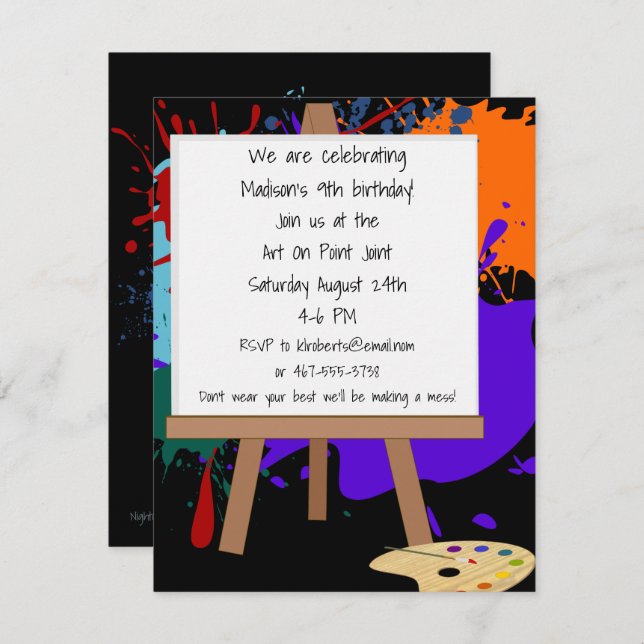 Art Easel Painting Party Invitation (Front/Back)