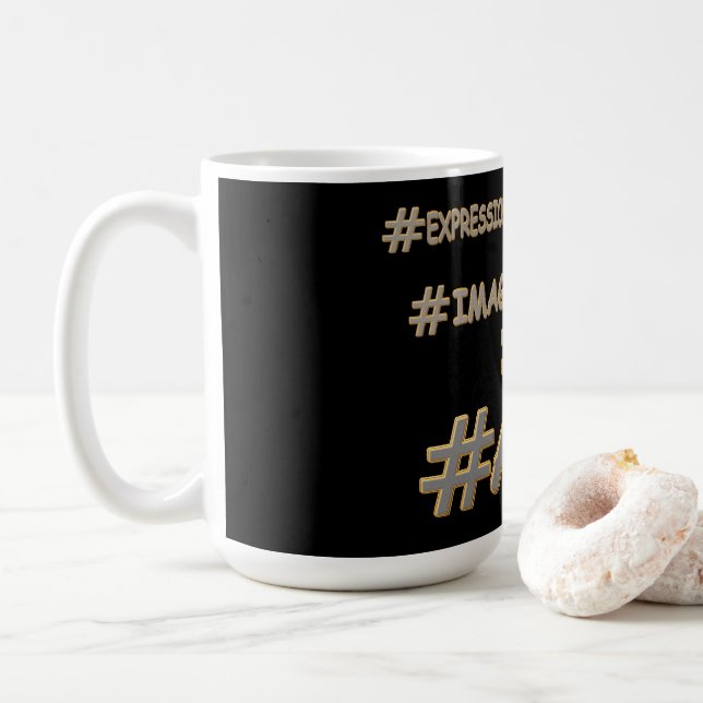 "ART EQUATION" Cute Expression Design. Buy Now Coffee Mug (With Donut)