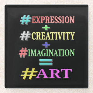 "ART EQUATION" Cute Expression Design. Buy Now Glass Coaster