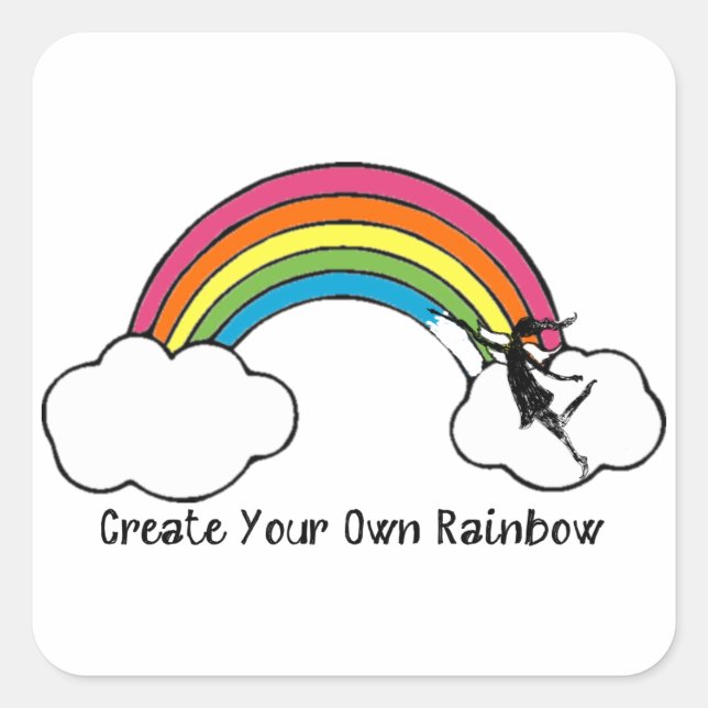 Art Fairy: Create Your Own Rainbow Square Sticker (Front)