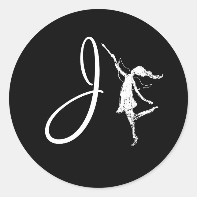 Art Fairy Initial: J Classic Round Sticker (Front)