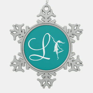 Art Fairy Initial: L Snowflake Pewter Christmas Ornament