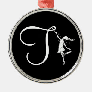 Art Fairy Initial: T Metal Ornament
