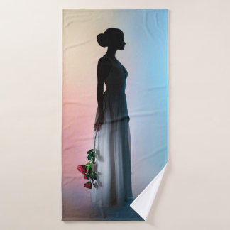 Art fashion studio photo of beautiful elegant woma bath towel