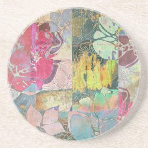 Art floral grunge pattern coaster