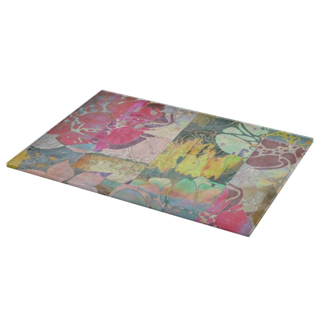 Art floral grunge pattern cutting board (Corner)