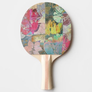 Art floral grunge pattern ping pong paddle