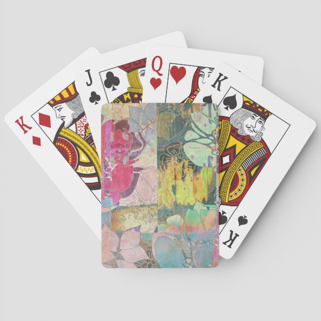 Art floral grunge pattern playing cards (Back)