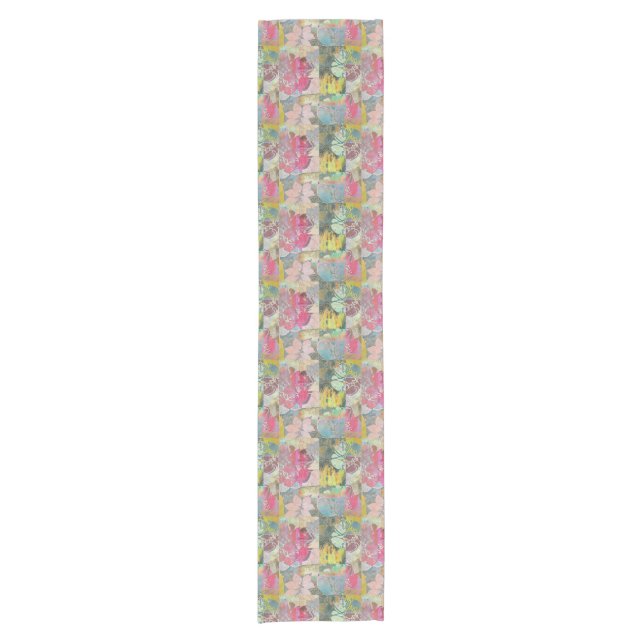 Art floral grunge pattern short table runner (Front)