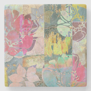 Art floral grunge pattern stone coaster