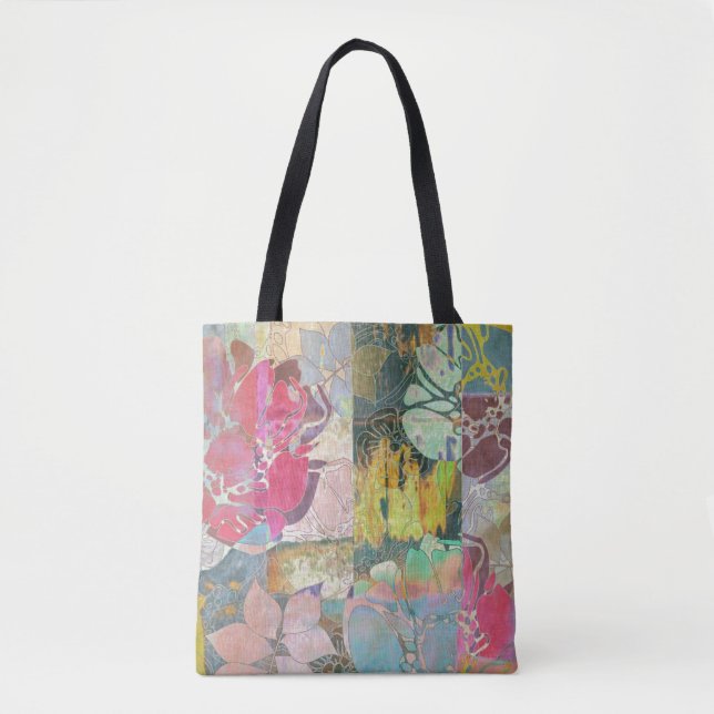 Art floral grunge pattern tote bag (Front)