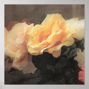 art floral vintage background in pastel colours poster