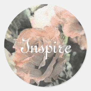 art floral vintage background with light pink classic round sticker