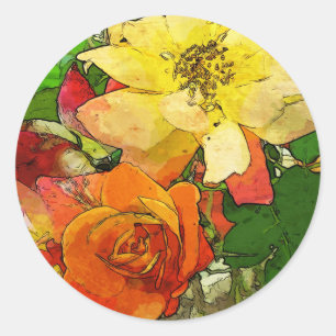 art floral vintage colourful background 2 classic round sticker
