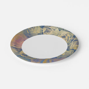 art floral vintage colourful background paper plate
