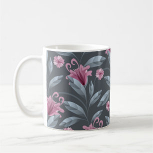 Art floral vintage seamless pattern. Maroon transl Coffee Mug