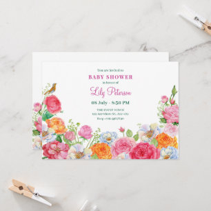 Art Flowers Roses baby shower Invitation