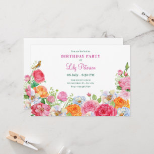 Art Flowers Roses birthday Invitation
