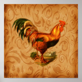 Art For The Kitchen Ornate Rustic Rooster Poster