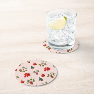 Art full of Christmas atmosphere Round Paper Coaster