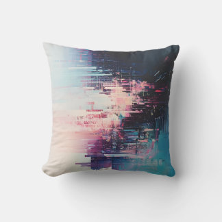 Art Futuriste Glitch - Design Urban Neon Landscape Cushion