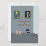 Art Gallery Van Gogh Vermeer Teddy Bears Wedding Invitation<br><div class="desc">This beautiful wedding invitation features an art gallery filled with a teddy bear couple, a single empty chair, a piece by Van Gogh, and Vermeer's iconic "Girl with a Pearl Earring." The art gallery background creates a unique and romantic atmosphere, making this invitation perfect for a wedding celebration. The invitation...</div>