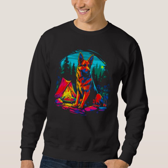 Art German Shepherd Dog Camping Sweatshirt (Front)