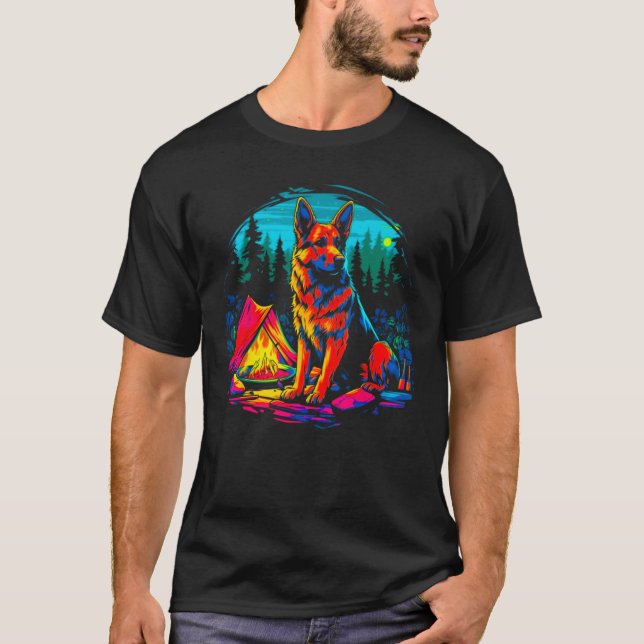 Art German Shepherd Dog Camping T-Shirt (Front)