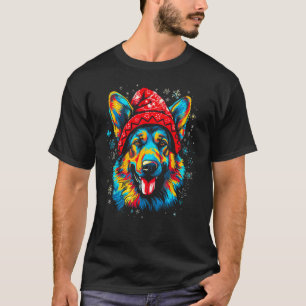 Art German Shepherd Dog Christmas T-Shirt