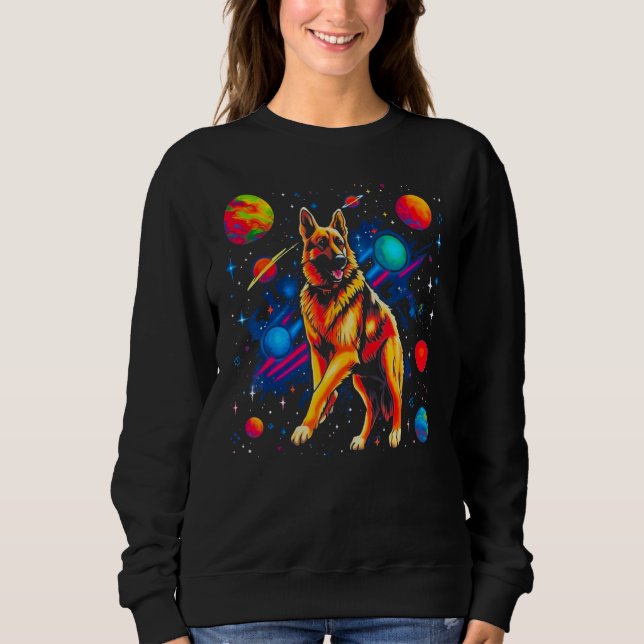 Art German Shepherd Dog Cosmos Galaxy Space Planet Sweatshirt (Front)