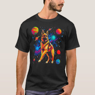 Art German Shepherd Dog Cosmos Galaxy Space Planet T-Shirt