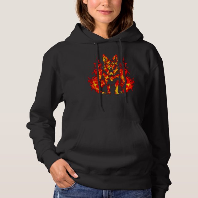 Art German Shepherd Dog Fire Hoodie (Front)