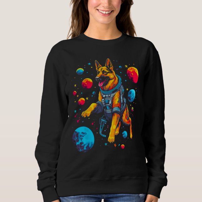 Art German Shepherd Dog Space Planet Sweatshirt (Front)