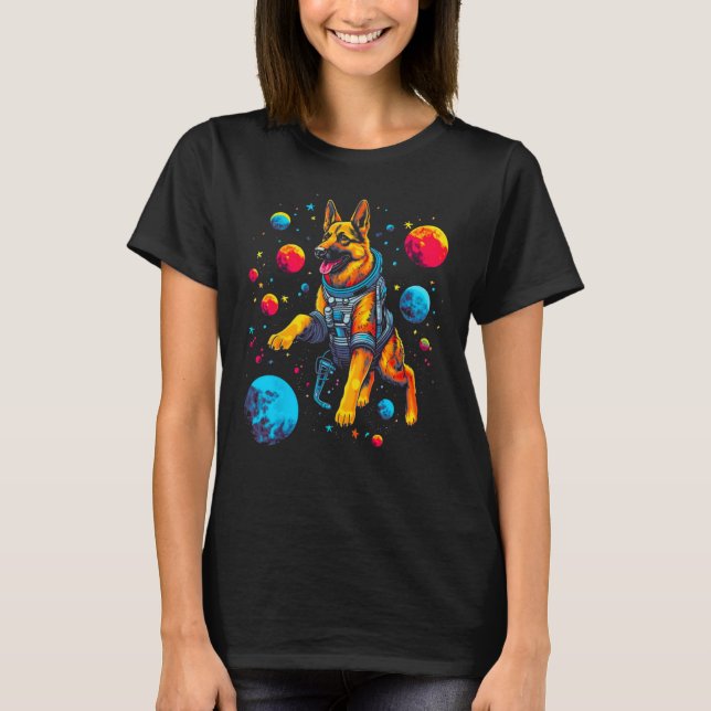 Art German Shepherd Dog Space Planet T-Shirt (Front)
