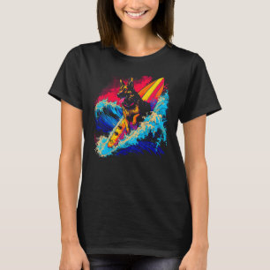 Art German Shepherd Dog Surf Surfing T-Shirt